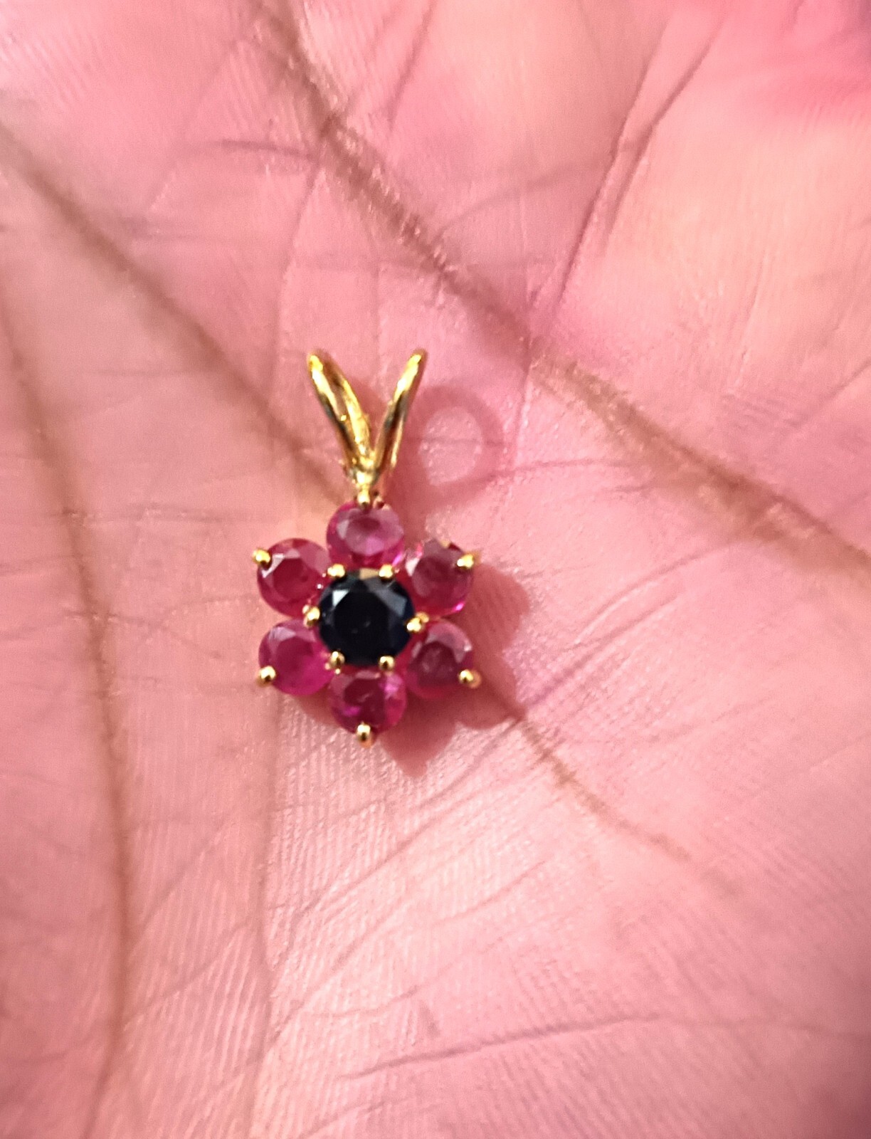 Natural Ruby &Sapphire Pendant Necklace 14K Solid Gold Plating Gemstone Necklace