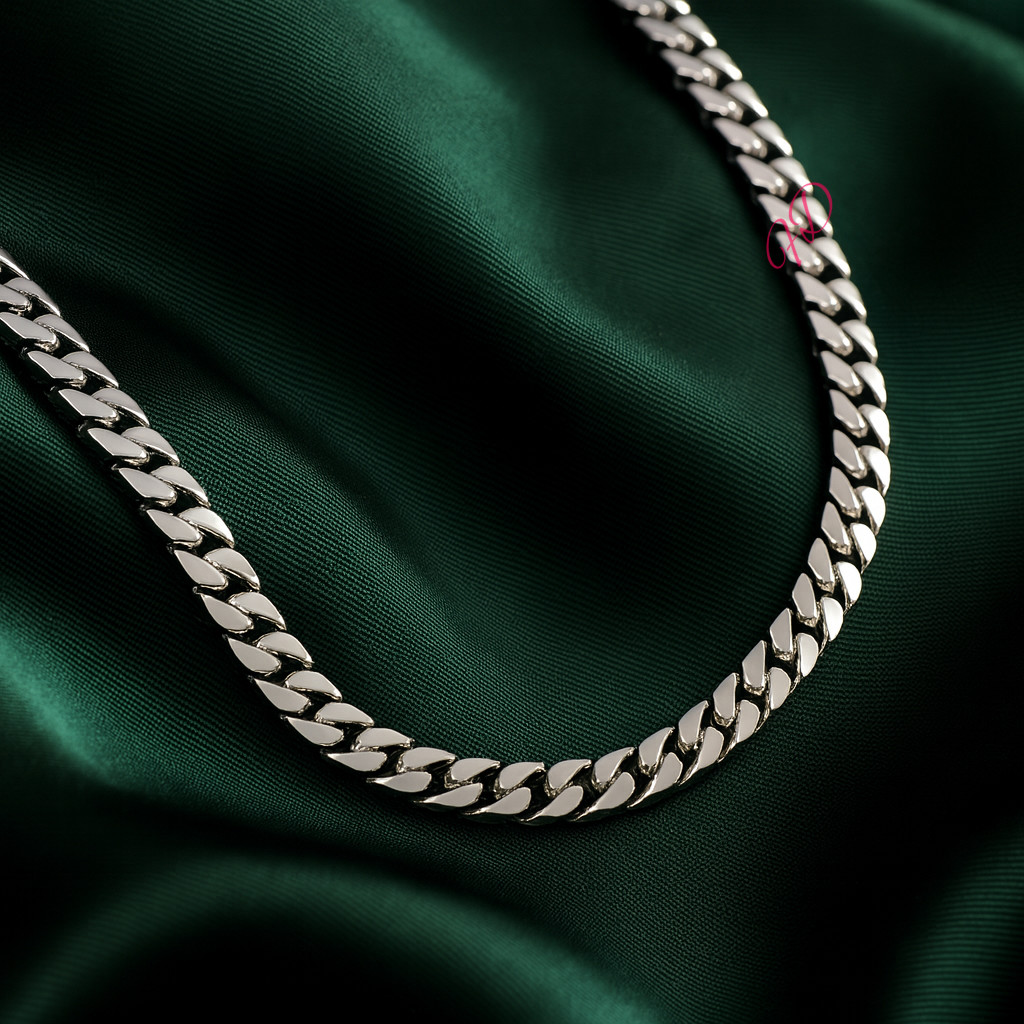 Width 6 MM 950 Platinum Mens Miami Cuban Chain Necklace Length 24 Inches