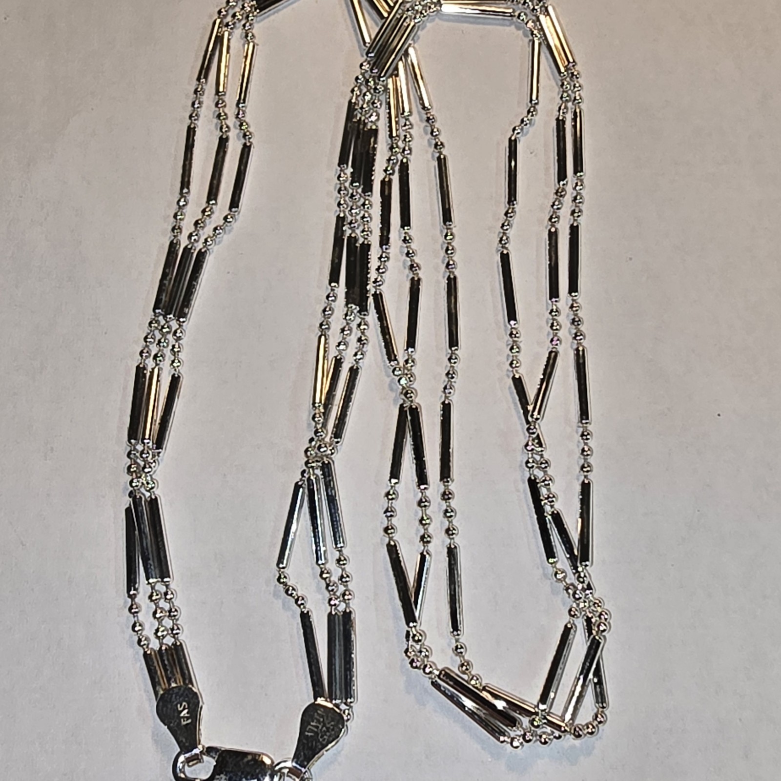 Sterling Silver Multiple Strand Dot Dash Necklace 18in Long FAS 925 Italian