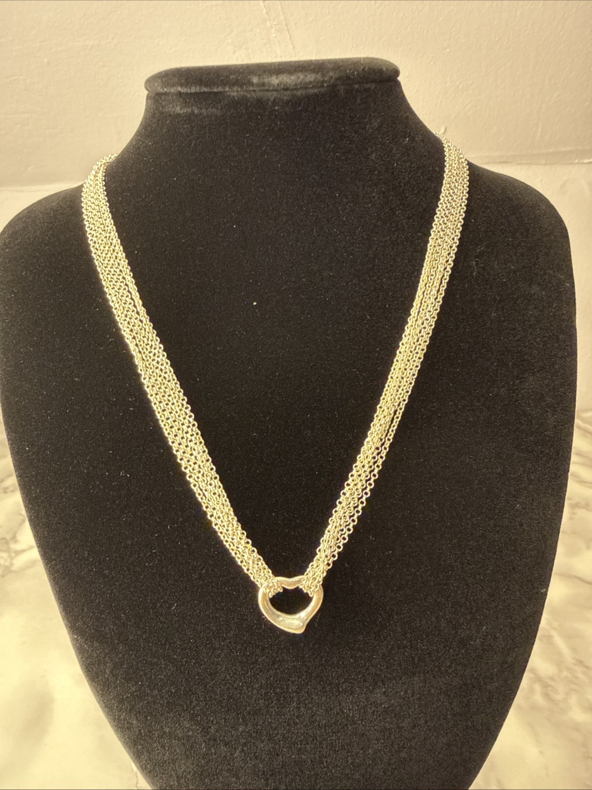 Sterling Silver Italy 925 Necklace With Heart Pendant 16”