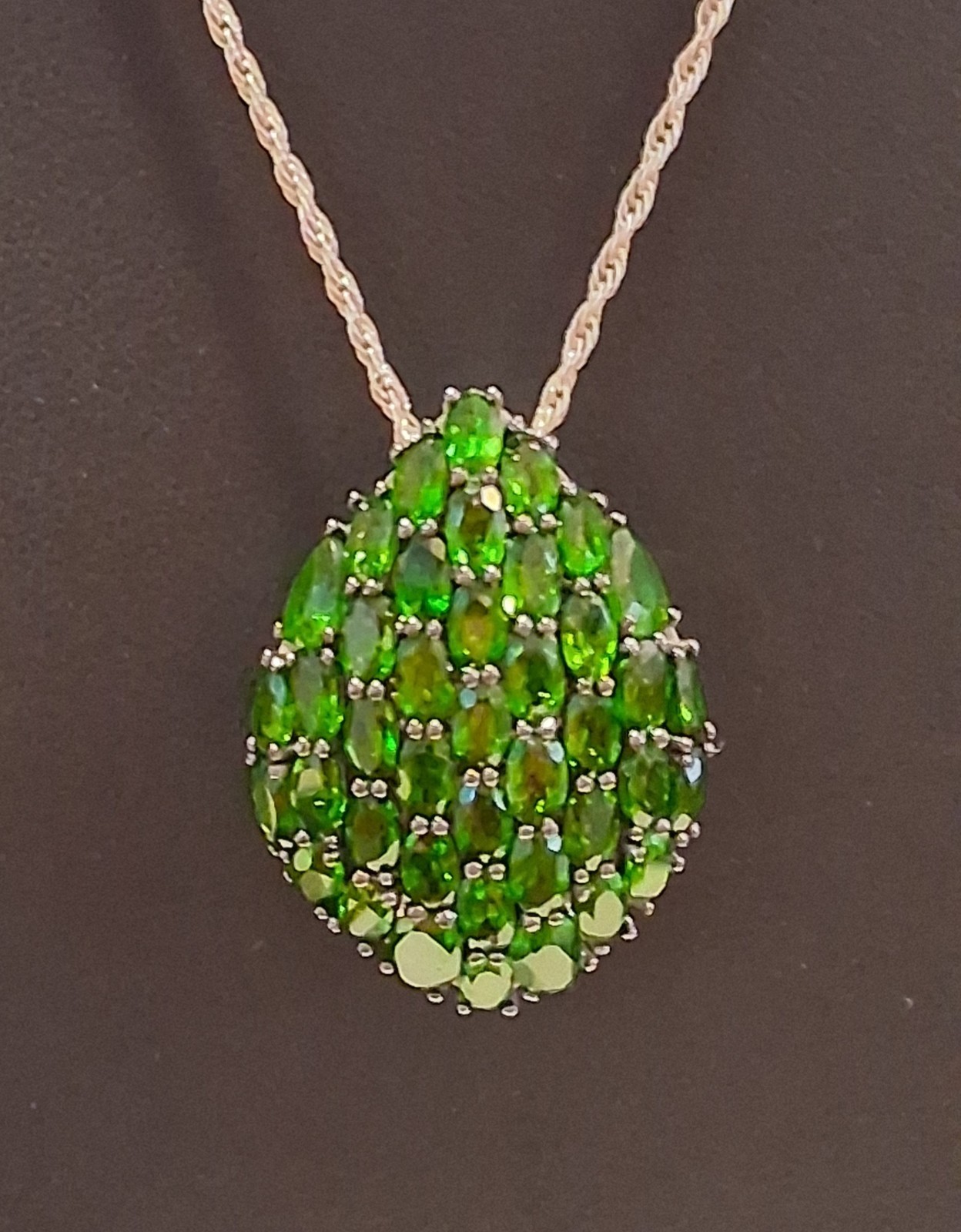 Jtv Chrome Diopside Cluster Teardrop Pendant With Upgraded 24 Inch Adjustable…