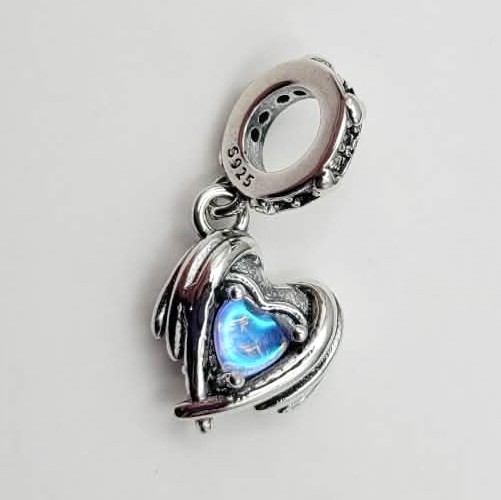 925 Sterling Silver Angel Wings & Heart Charm Pendant For Bracelet /Necklace