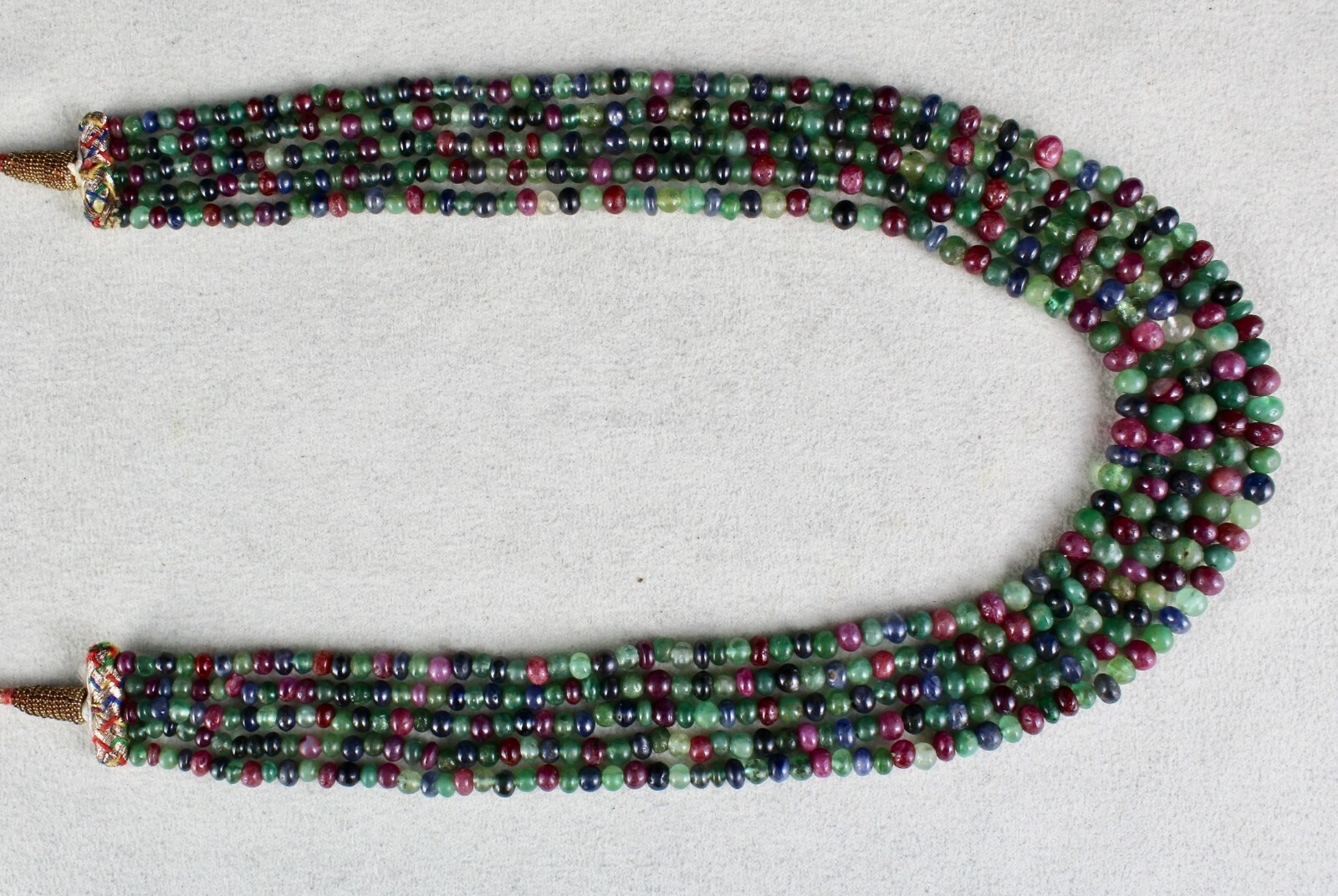 Certified Natural Emerald Ruby Sapphire 377ct Gemstone Necklace For Women