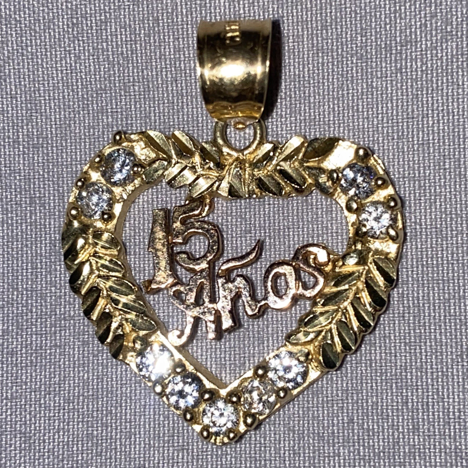 14K Gold & Rose Gold 15 Birthday Heart Pendant Quinceañera