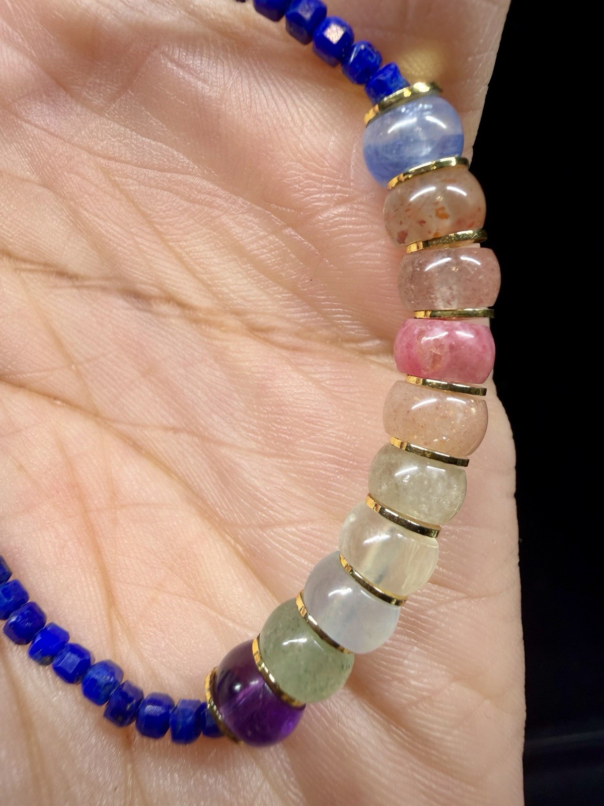 Premium Natural Lapis Lazuli Crystal Quartz Necklace 925 Sterling Silver