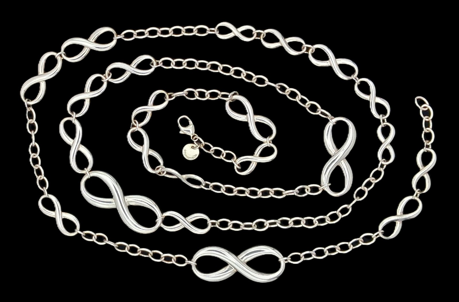 💙TIFFANY & CO Gorgeous Sterling Silver Multiple Infinity 36″ Necklace 50 Grams