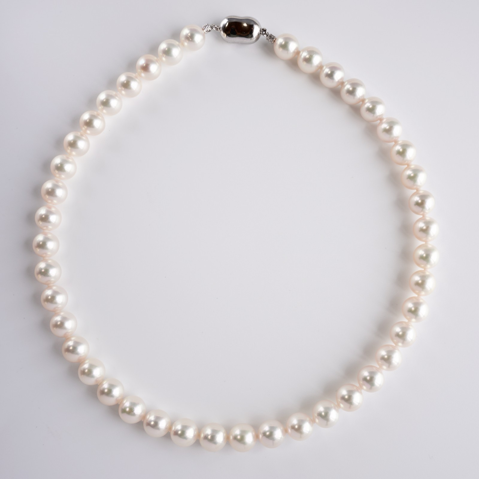 17″,AAA 9-9.5mm Round Hanadama Japanese Akoya Pearl Strand Necklace,Certificate