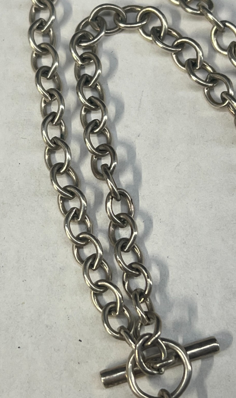 Foree Hunsicker Sterling Silver Lariat Necklace 18″ Floral Charm Toggle