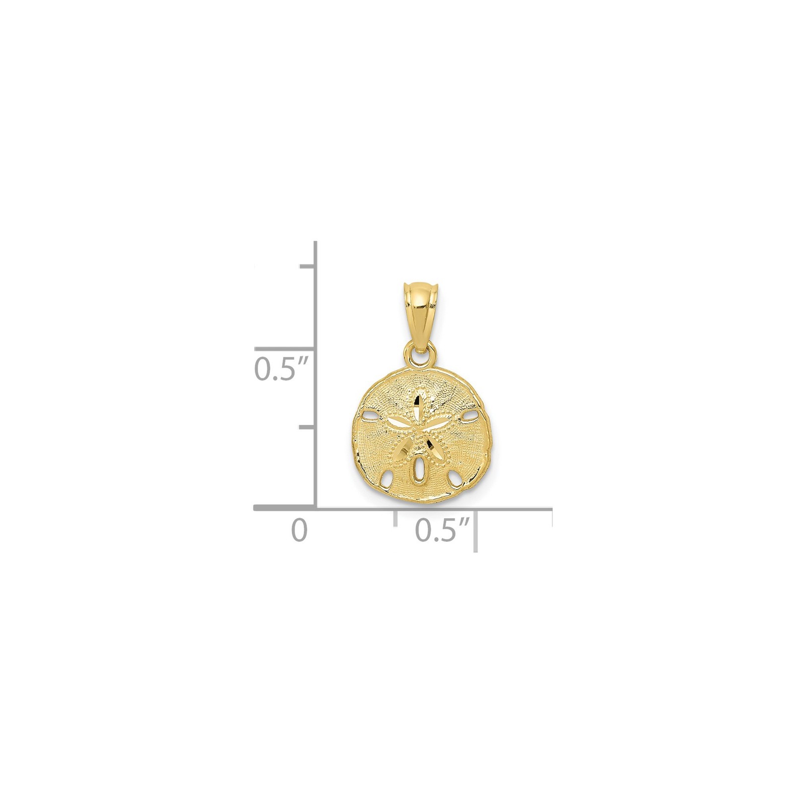 10k Yellow Gold Solid Sand Dollar Pendant Nautical Ocean Charm Fine Jewelry