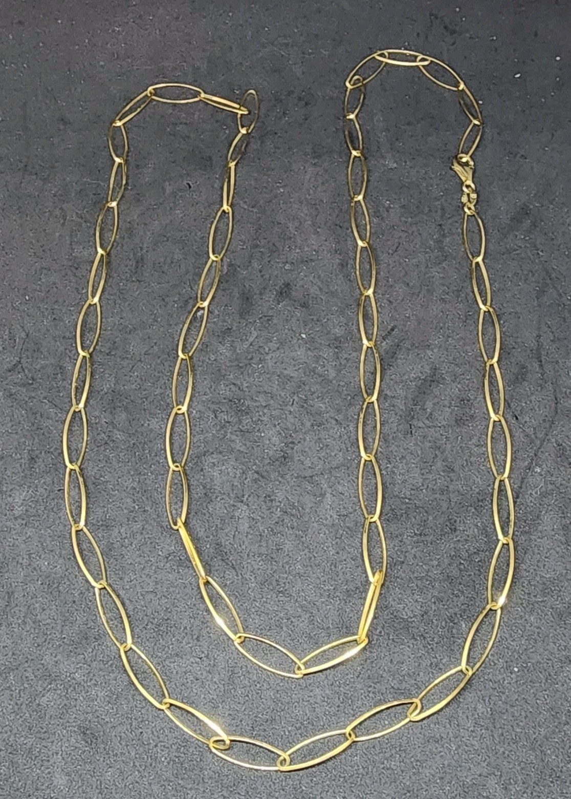 Sterling Silver Gold Tone 925 Italy Italian Paperclip Link Necklace 36 In Long