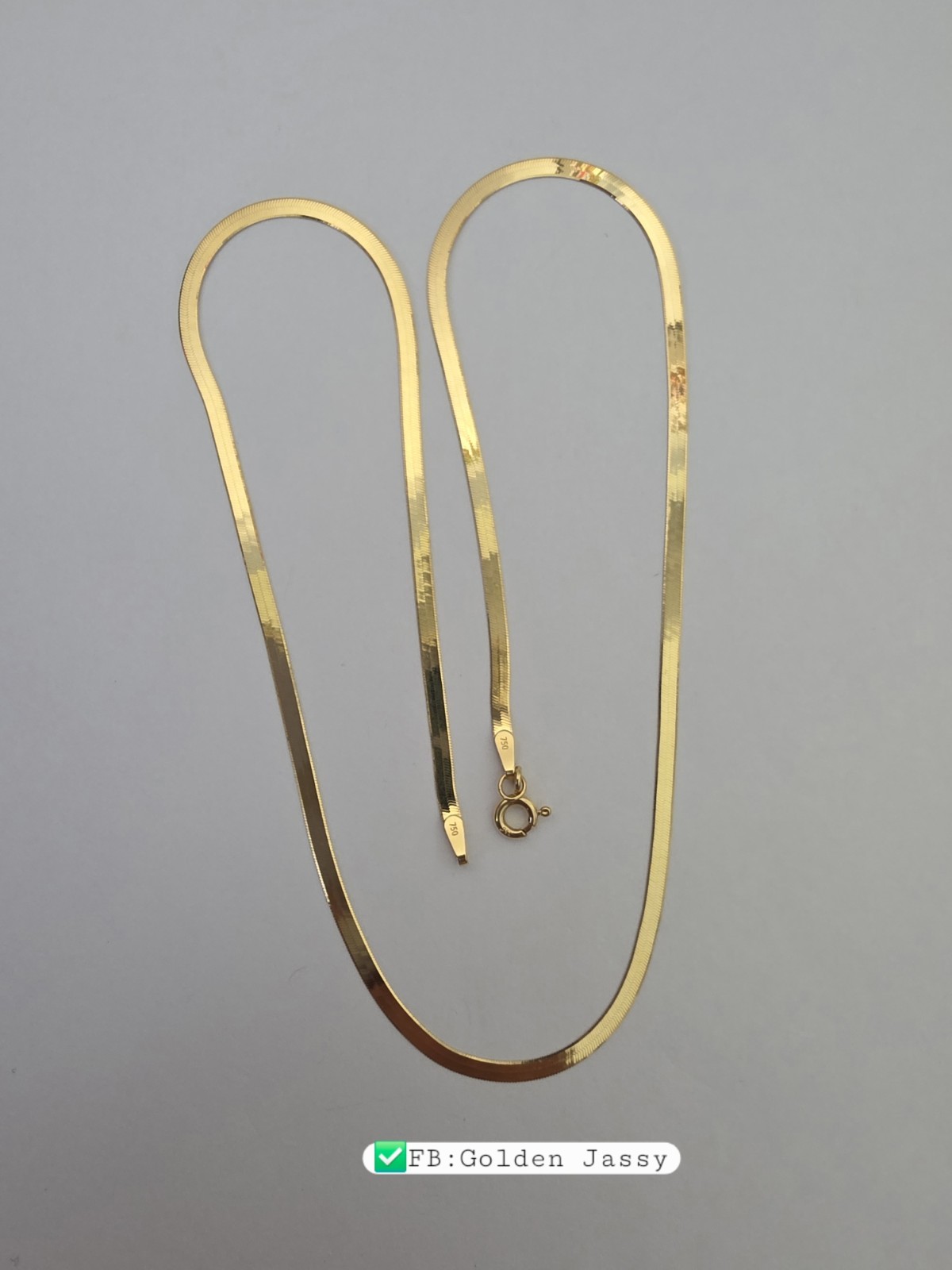 18K Real Gold Flat Chain 17.5″