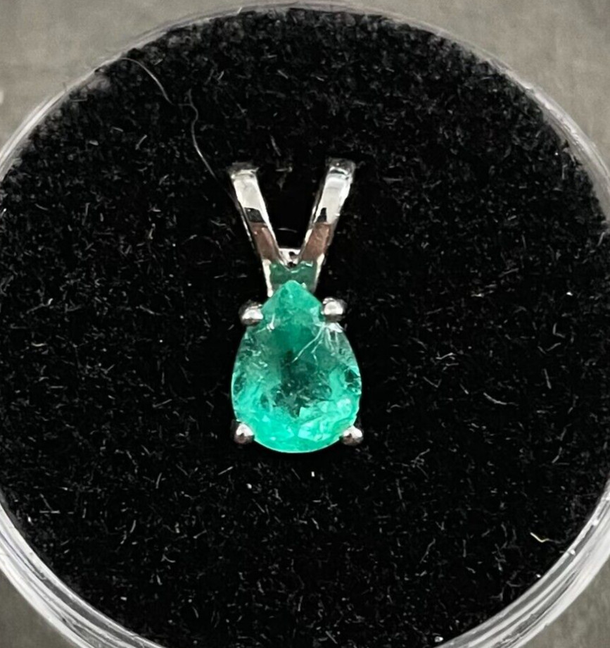 May Birthstone ~ 0.61 ct. Natural Colombian Emerald Silver Pendent *$600* Value