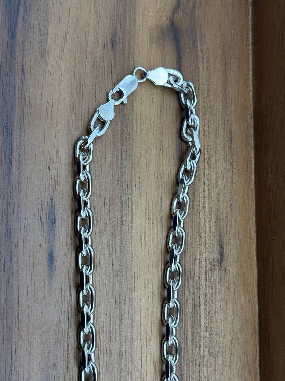 18 INCH STERLING SILVER CABLE ANCHOR LINK CHAIN NECKLACE 6MM 48.8G RHODIUM 925