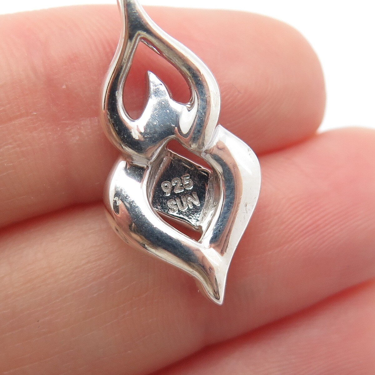 925 Sterling Silver SUN Real White & Black Diamond Pendant