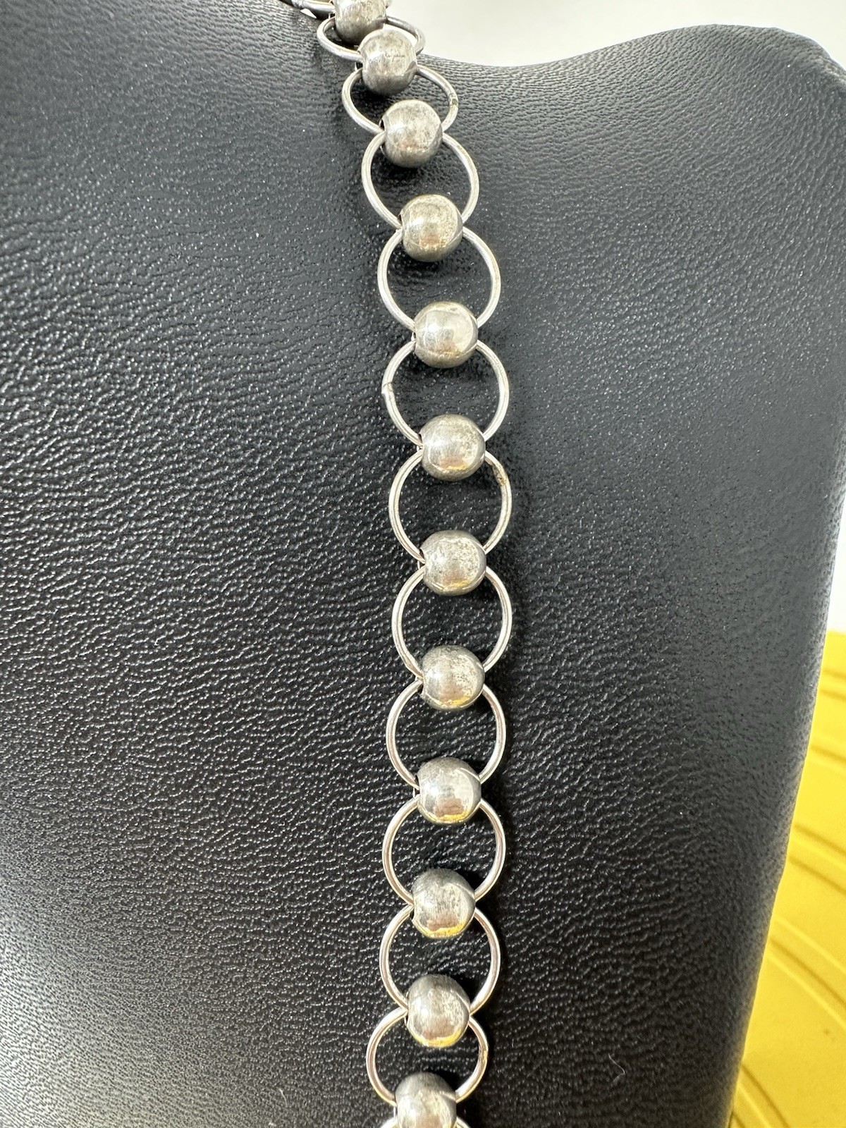 Sterling Silver Milor Rolo Bead & Circle Chain Choker Necklace Modern 20g 19 In