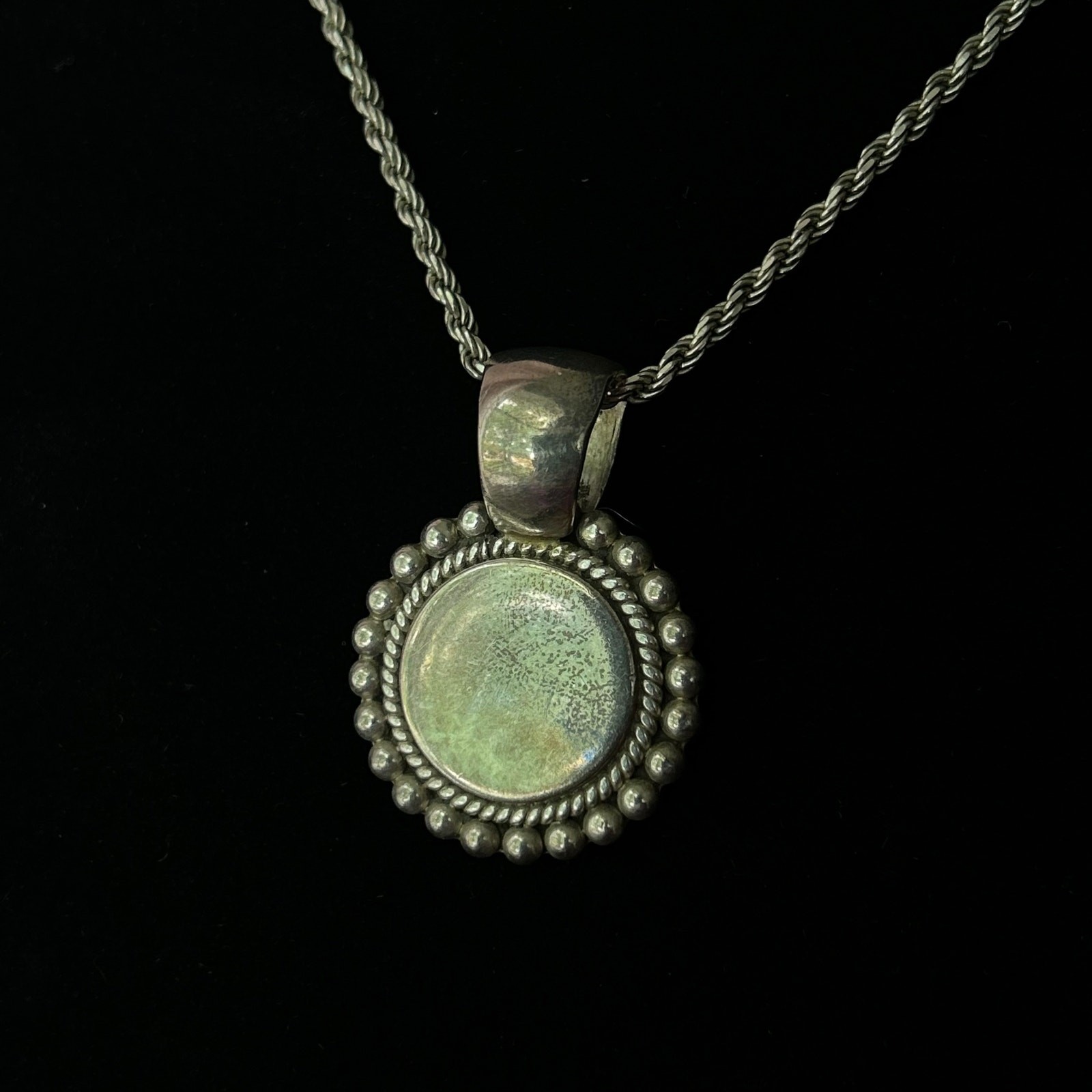 Vintage 925 Sterling Silver Necklace With 1.5″ Circle Pendant for Carving