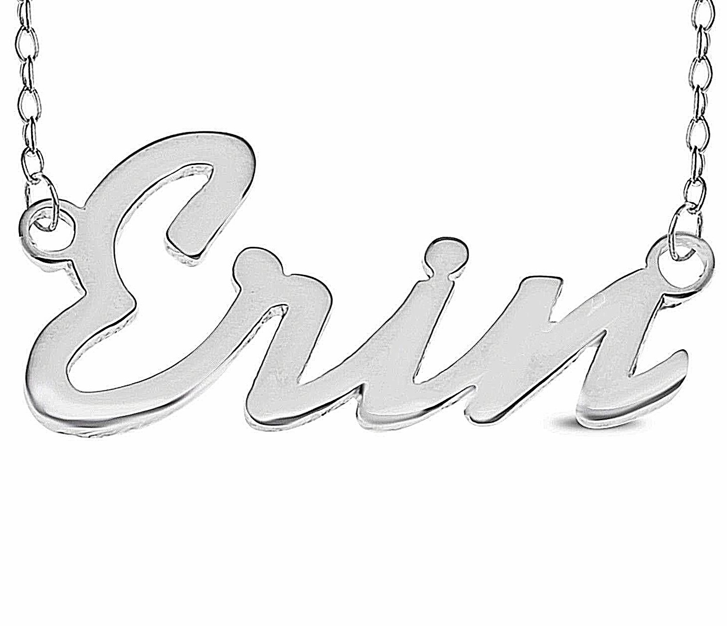 Erin Name Plate Necklace Pendent Sterling Silver female Personalized Custom gift