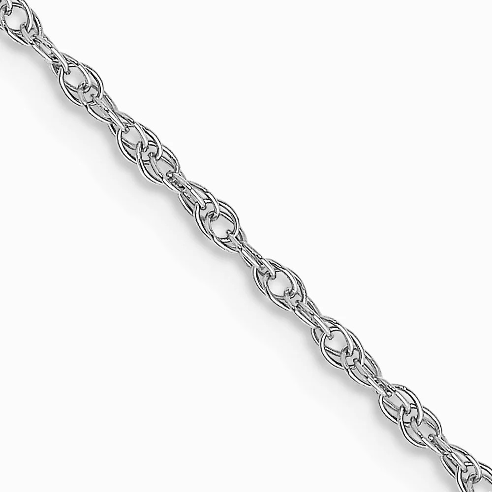 10K White Gold 1.15mm Carded Cable Rope Chain Necklace 16″-24″