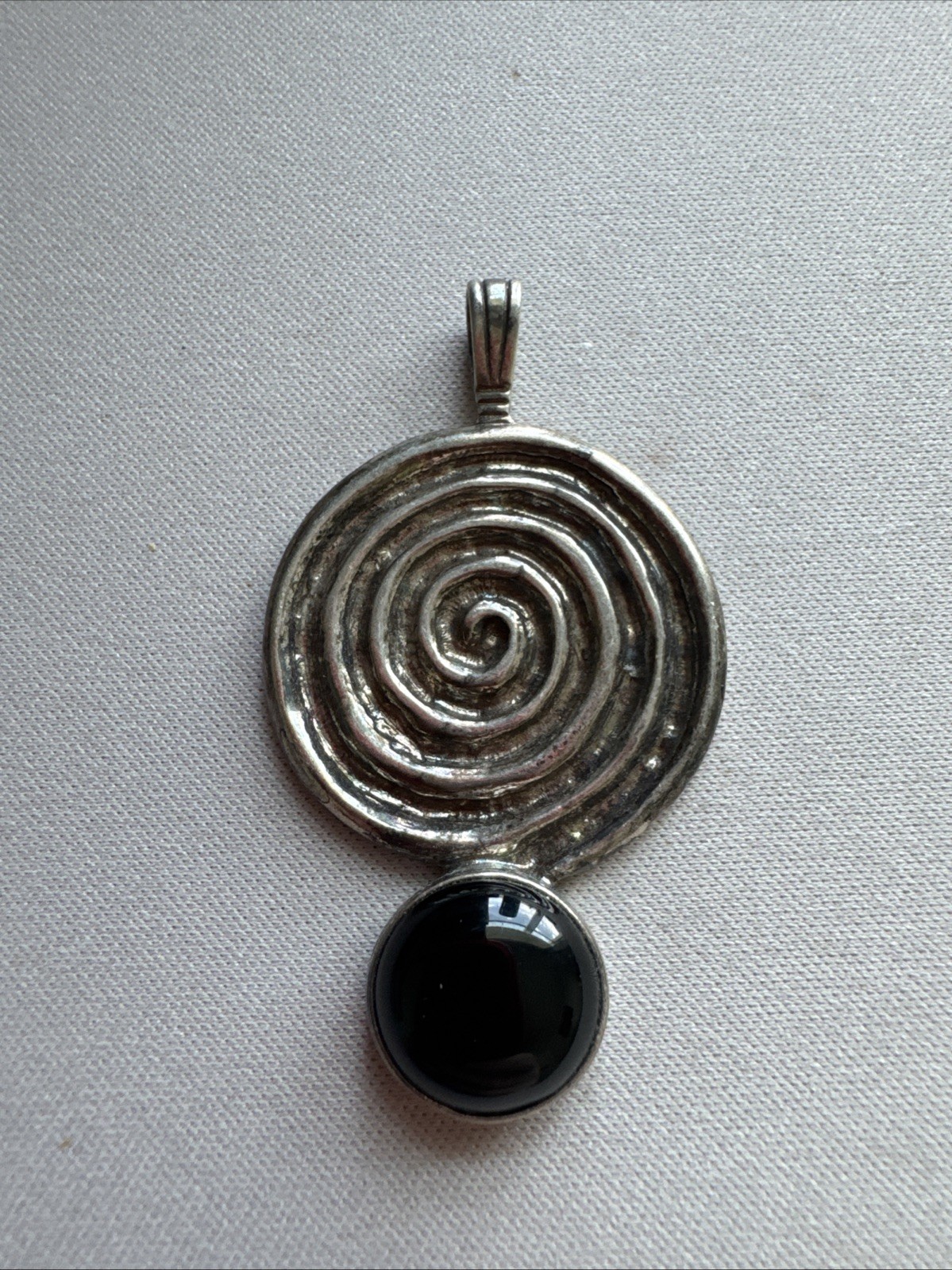 Sterling Silver 925 Onyx Pendant Vintage Mexico Taxco 11g