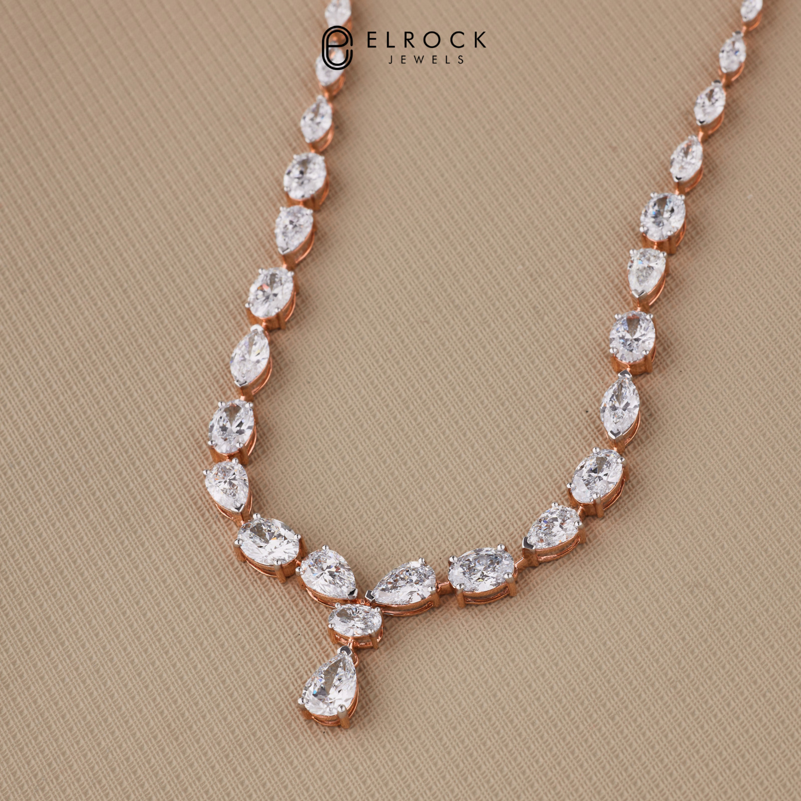 16.63 Ctw Lab-Created Multi-Shaped Diamond Tennis Women’s Necklace 14K Rose Gold