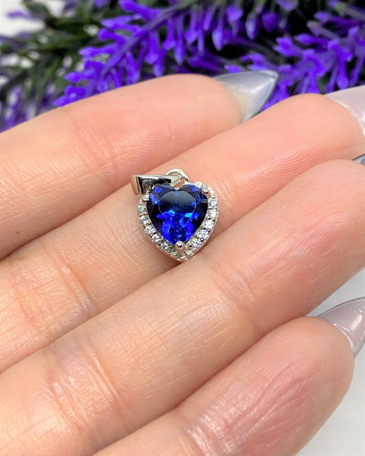 3.50 Ct Heart Cut Natural Sapphire Diamond Gorgeous Pendant 14K White Gold
