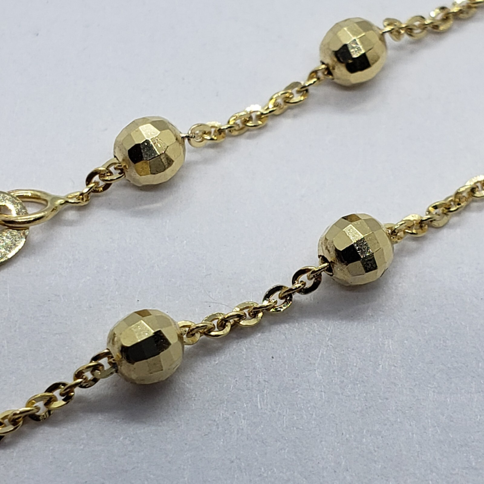 14K Solid Yellow Gold Station Ball Bead Rolo Bracelet Anklet 2mm 4mm 7″ 10″