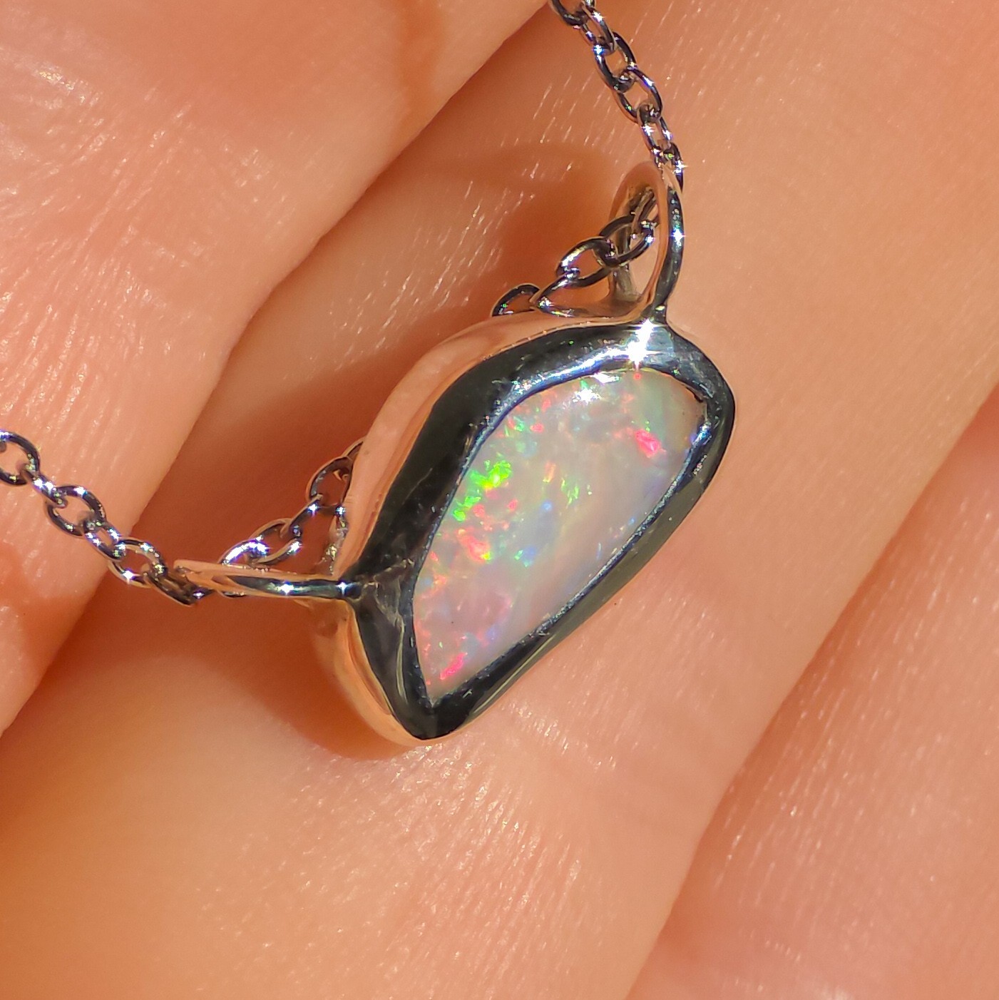 Solid Pink Coober Pedy Opal Pendant, Silver Australian Crystal Opal, 1 Carat
