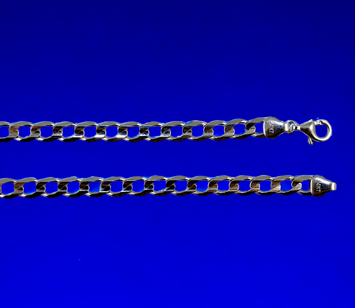 14K White Gold SOLID Curb Cuban Necklace Bracelet Chain Real Gold 2mm-5mm 7″-30″