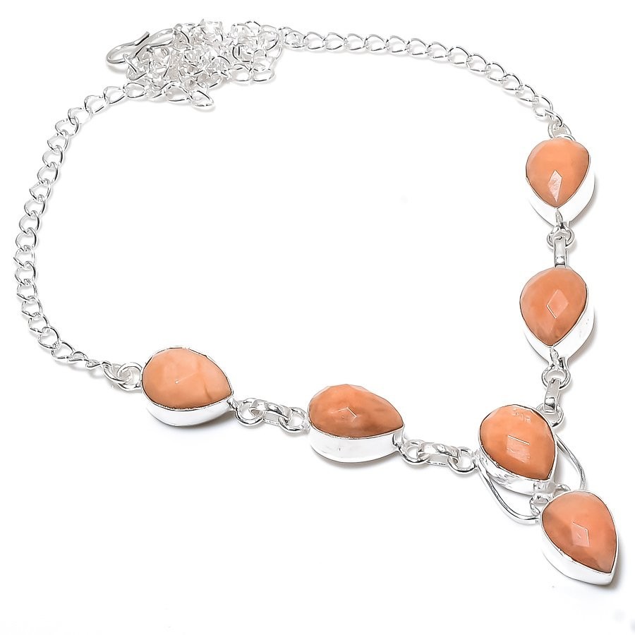 Pink Amazonite Gemstone Handmade 925 Sterling silver Jewelry Necklace Size 18″