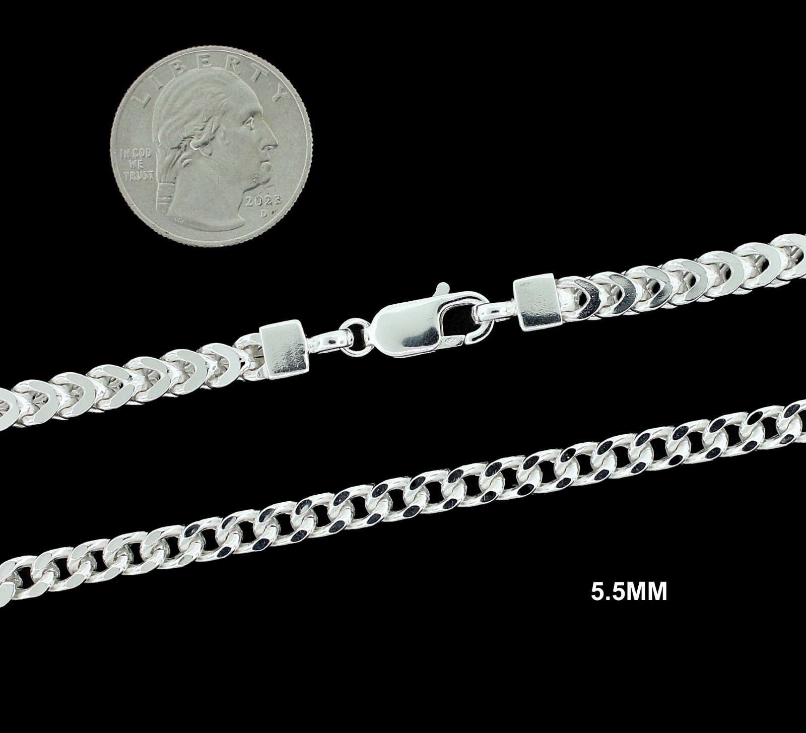 Real 925 SOLID Sterling Silver FRANCO LINK CHAIN Necklace or Bracelet ITALY