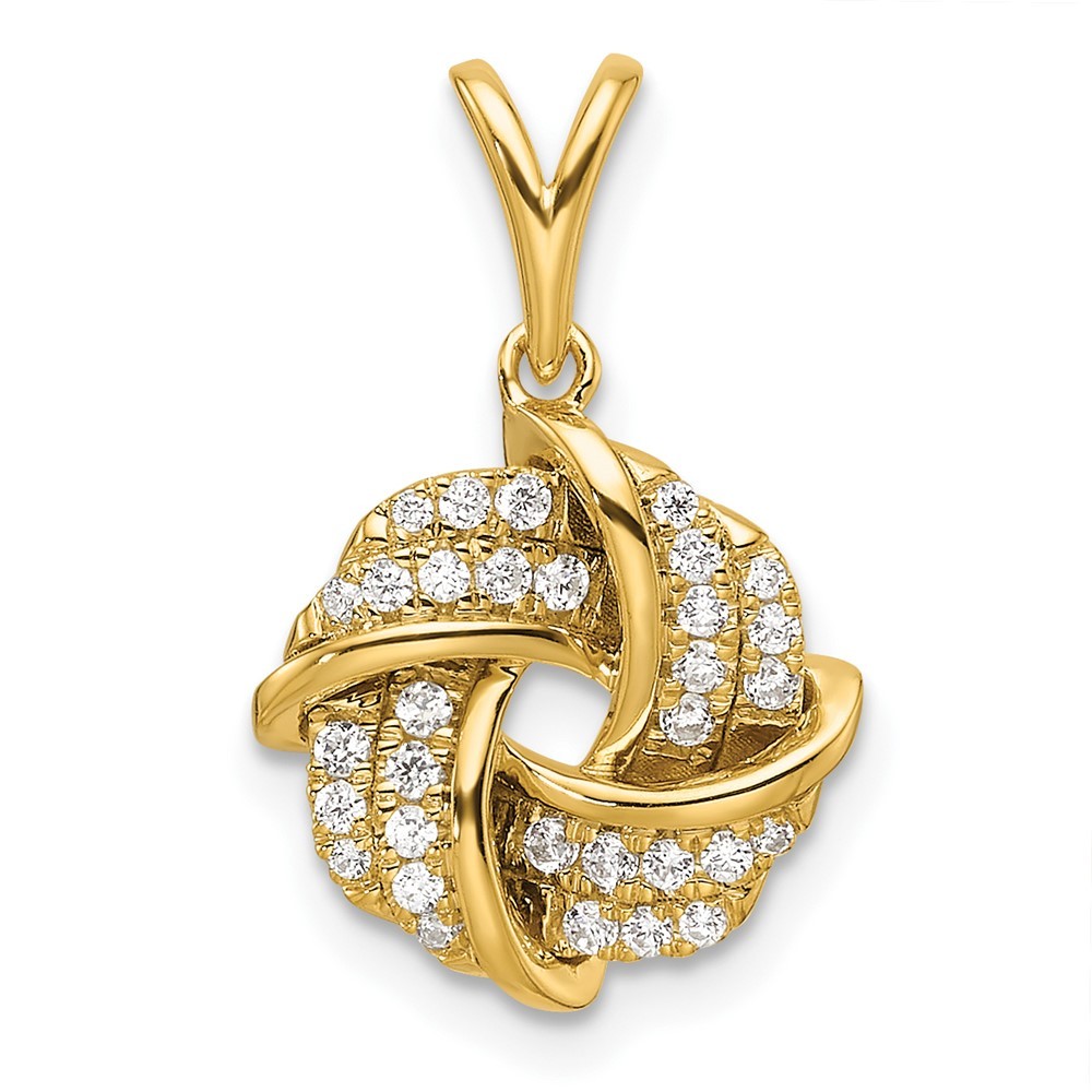 14K Yellow Gold Lab Grown Diamond Love Knot Pendant (VS/SI, G-H) for Mom