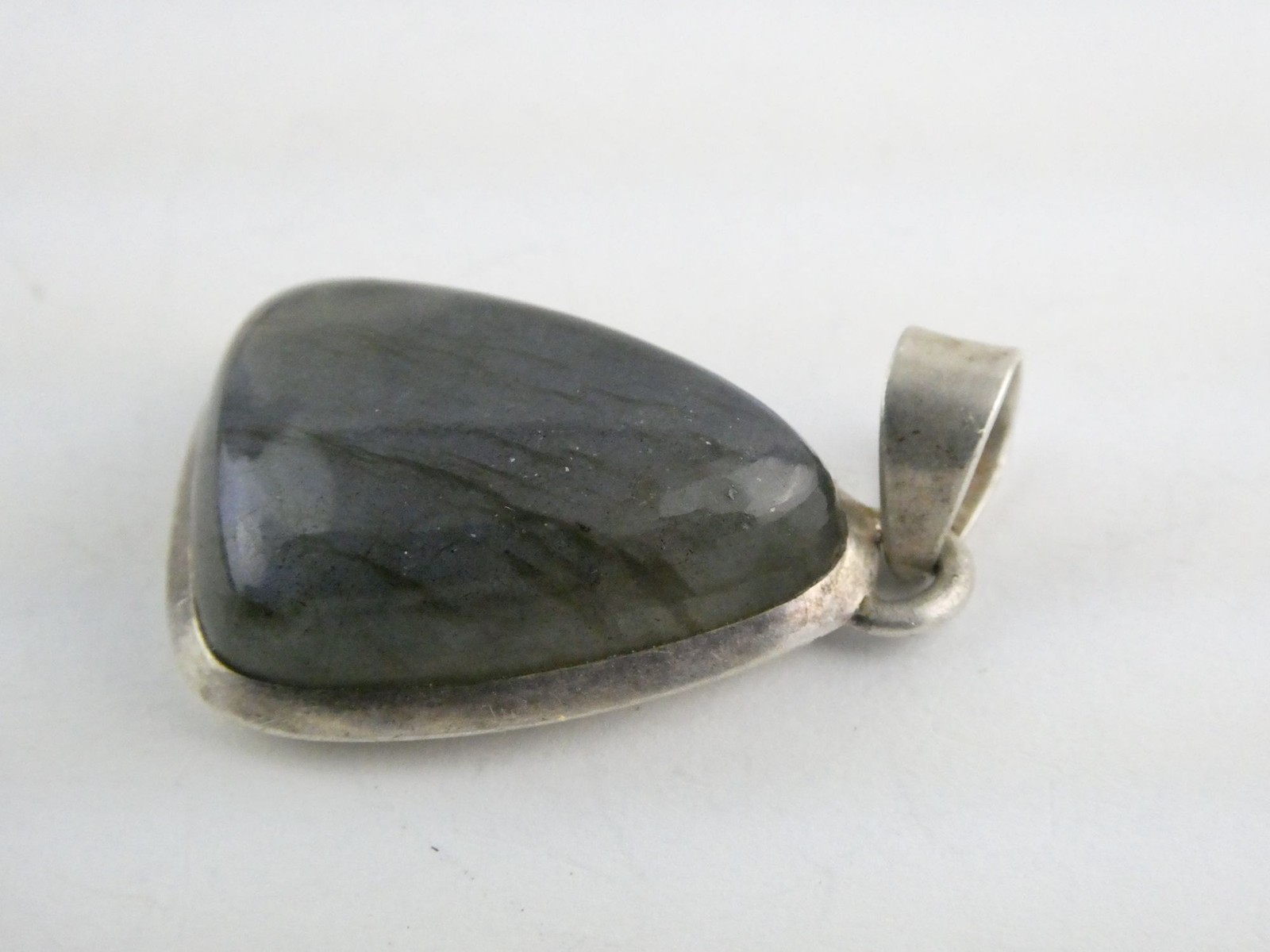 Sterling Silver Labradorite Freeform Cabochon Pendant 10.4g 1.5 Inch Length