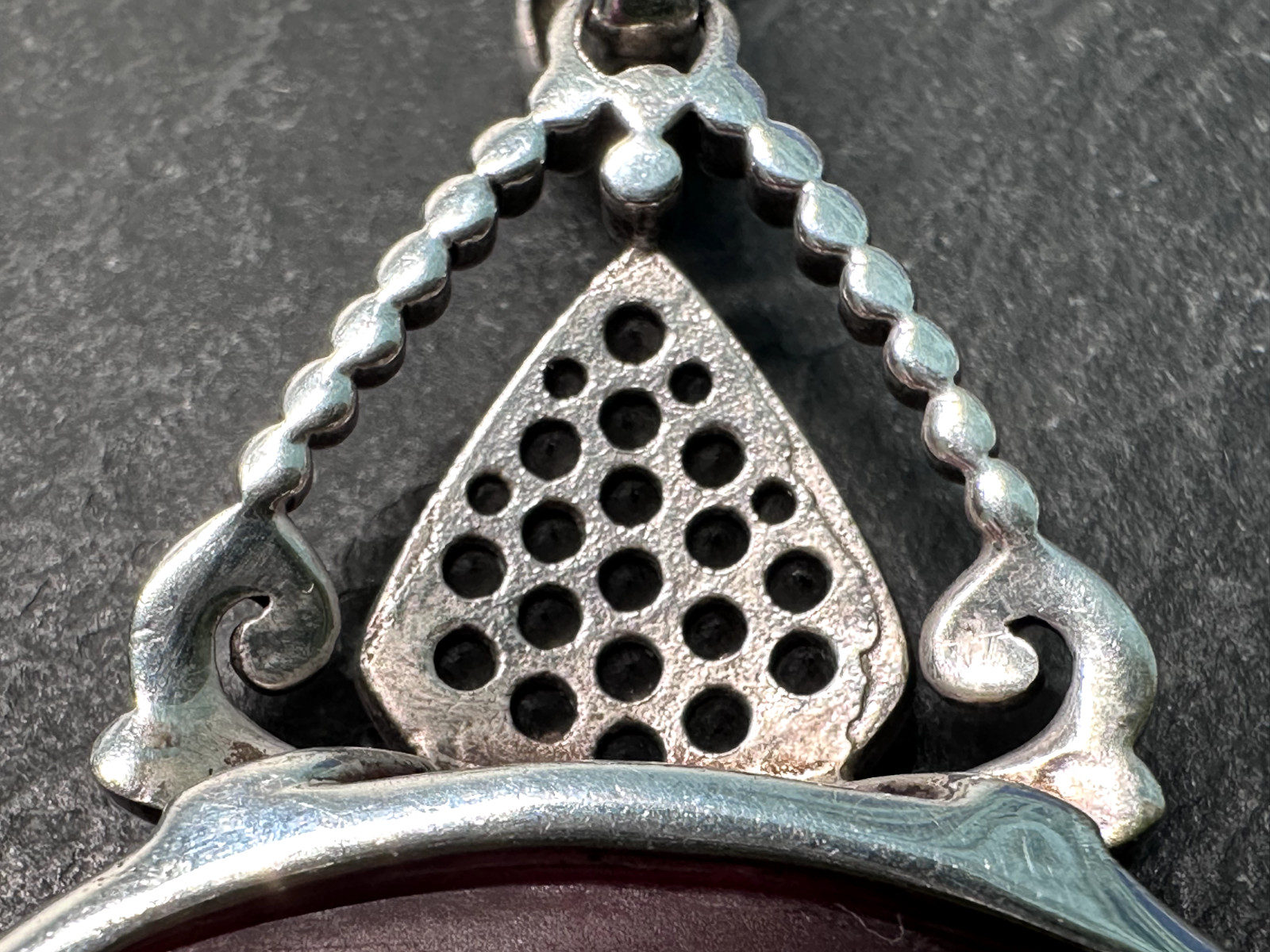 STERLING SILVER & SHINY BURNT ORANGE WITH ACCENT GEMS PENDANT E345