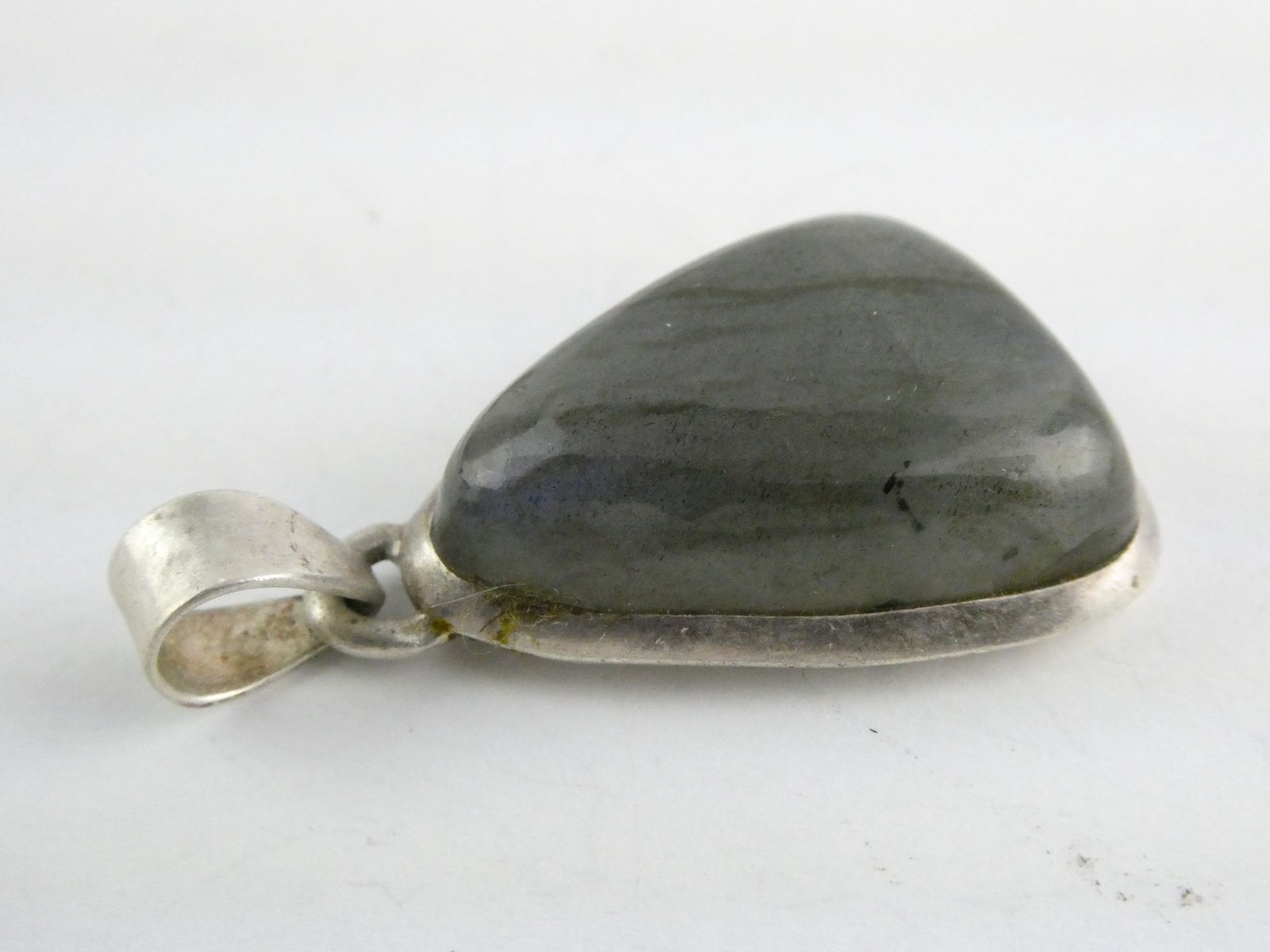Sterling Silver Labradorite Freeform Cabochon Pendant 10.4g 1.5 Inch Length