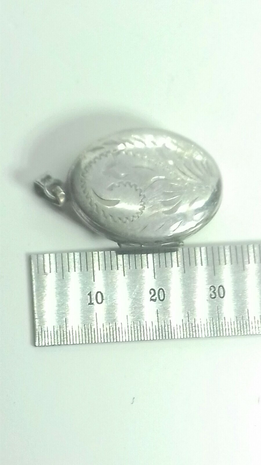 floral etched silver locket 925 marked