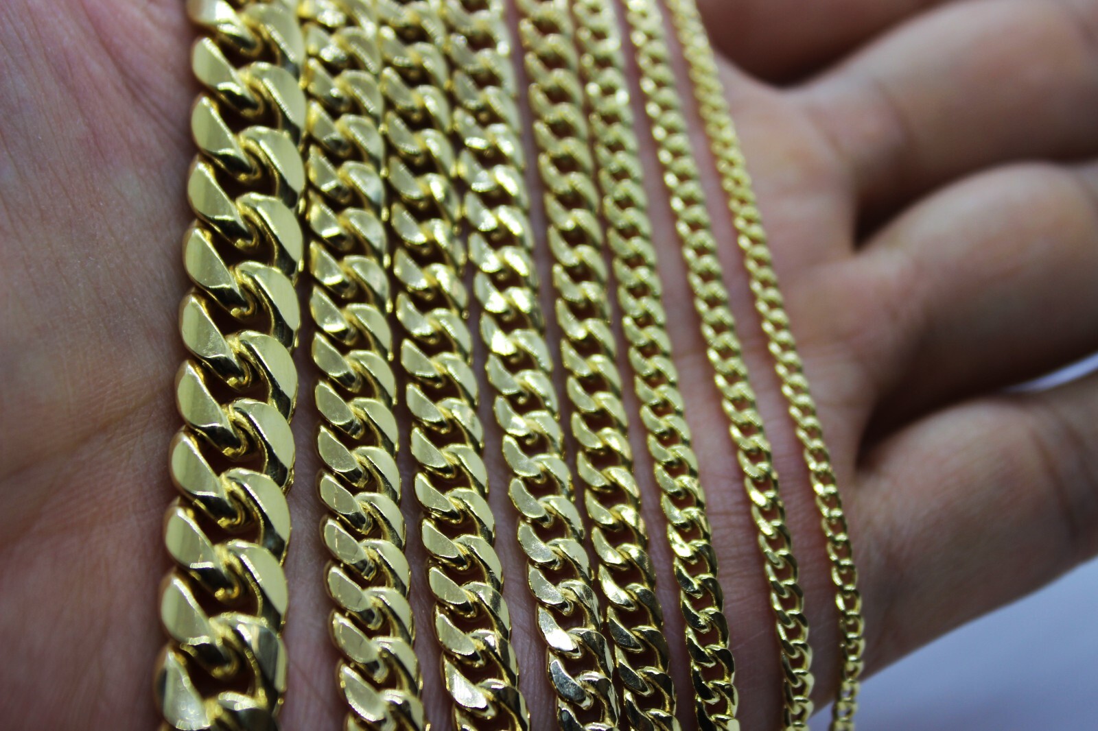 10K Yellow Gold 2.2mm – 7mm Miami Cuban Chain Necklace Bracelet 7″ – 30″ Hollow