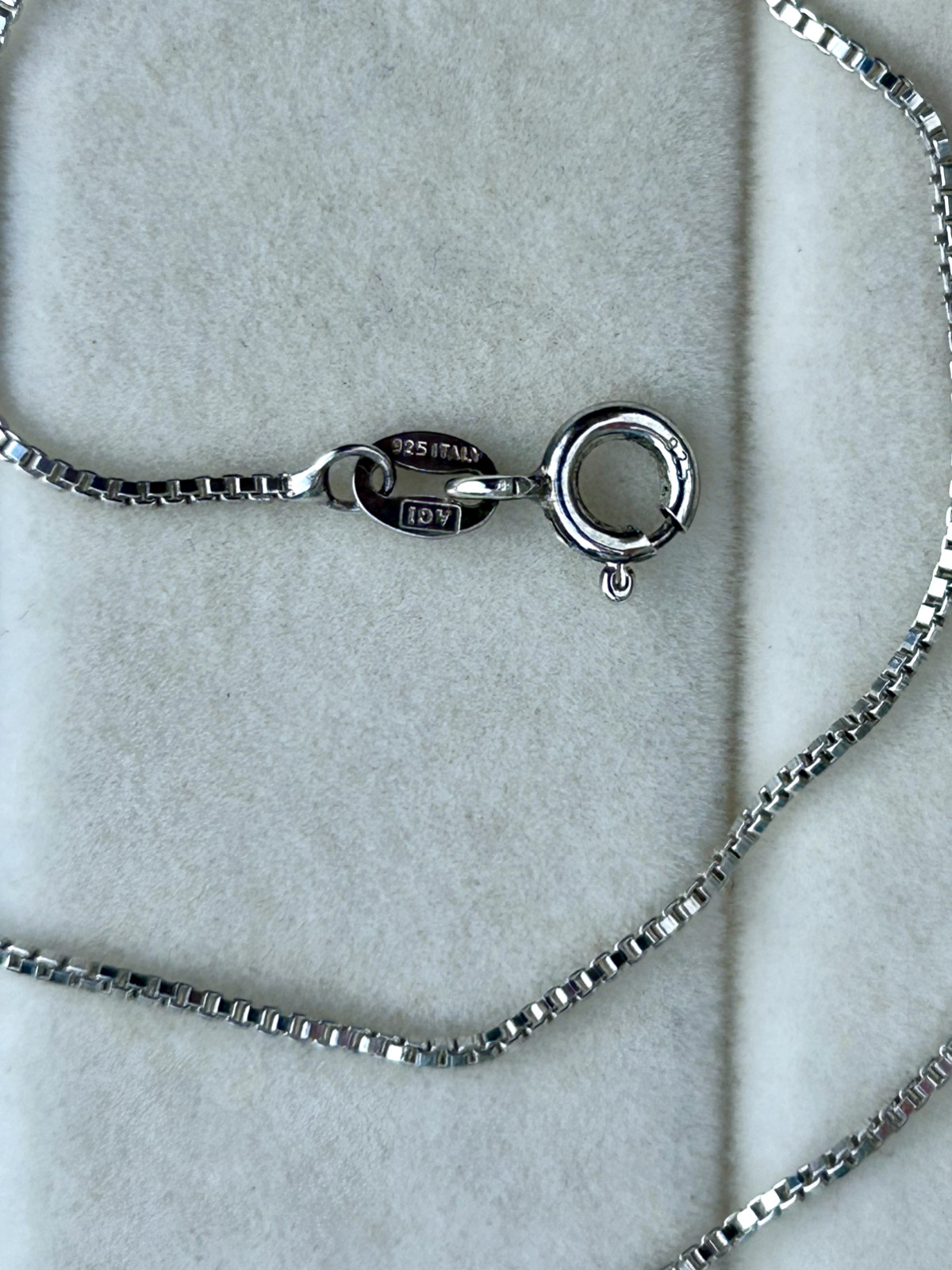 925 Sterling Silver Italian Box Chain Necklace 16” 2.5g Spring Ring Clasp Italy