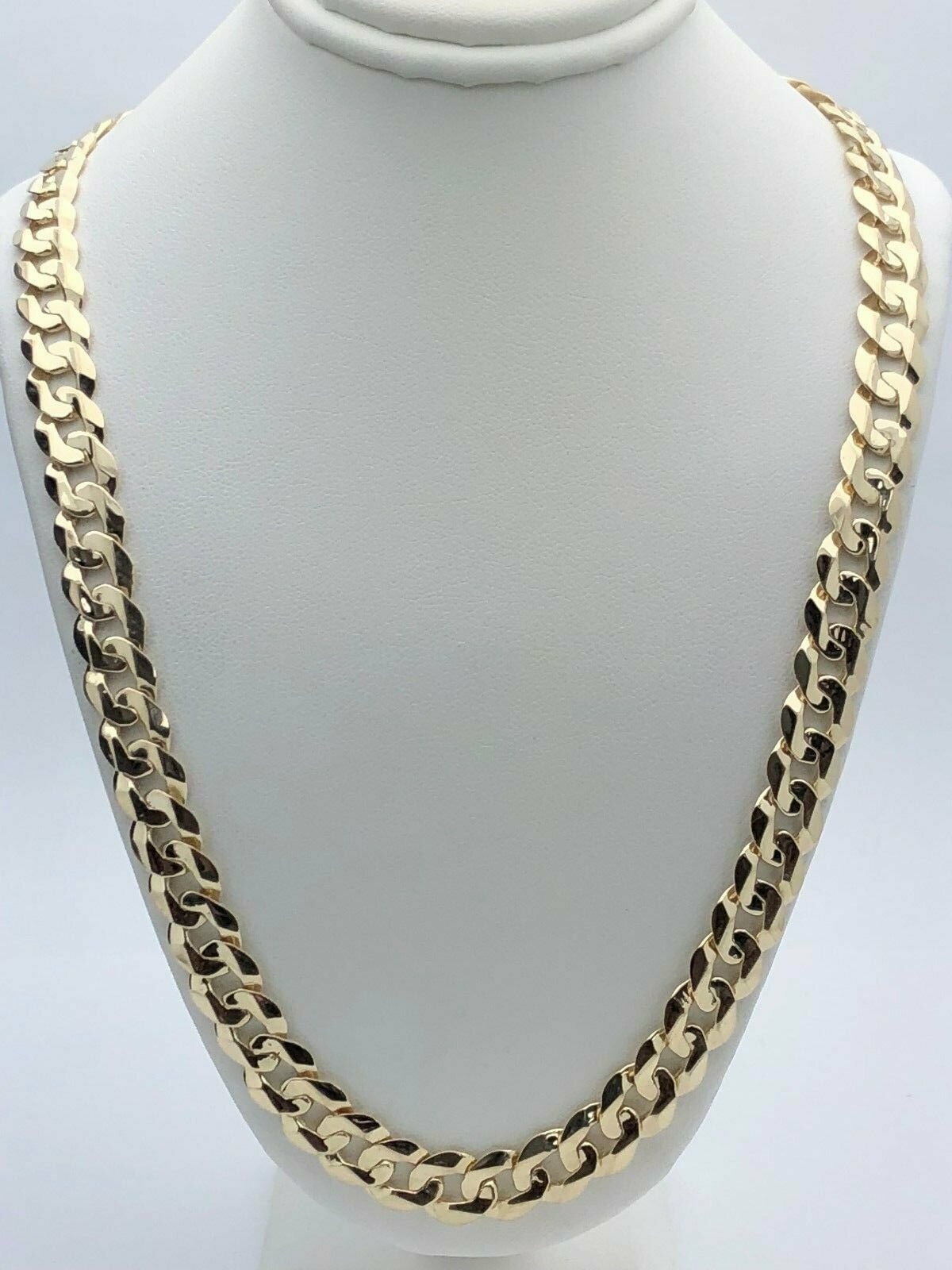 14k Yellow Gold Solid Curb Cuban Link Chain Necklace 24″ 9mm 51.5 grams