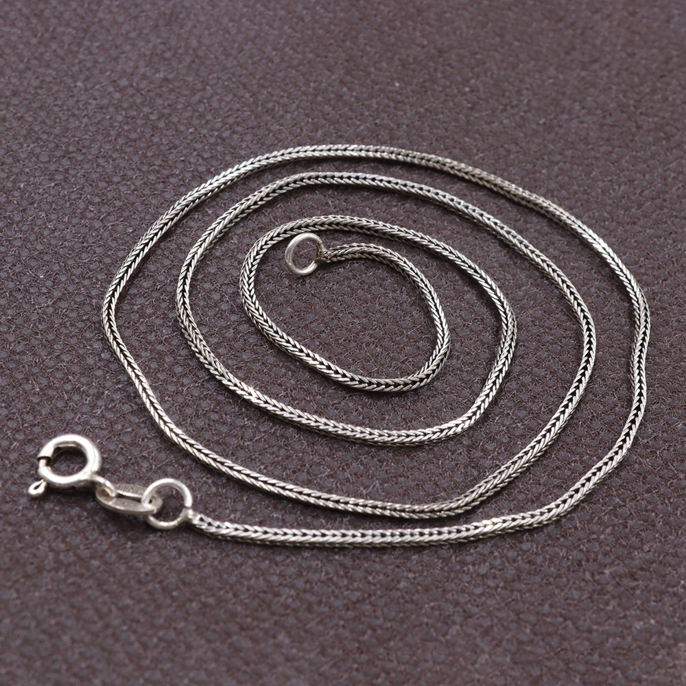 Pure 925 Sterling Silver Chain 1.2mm Thin Foxtail Link Necklace 2-3g 15.9inch