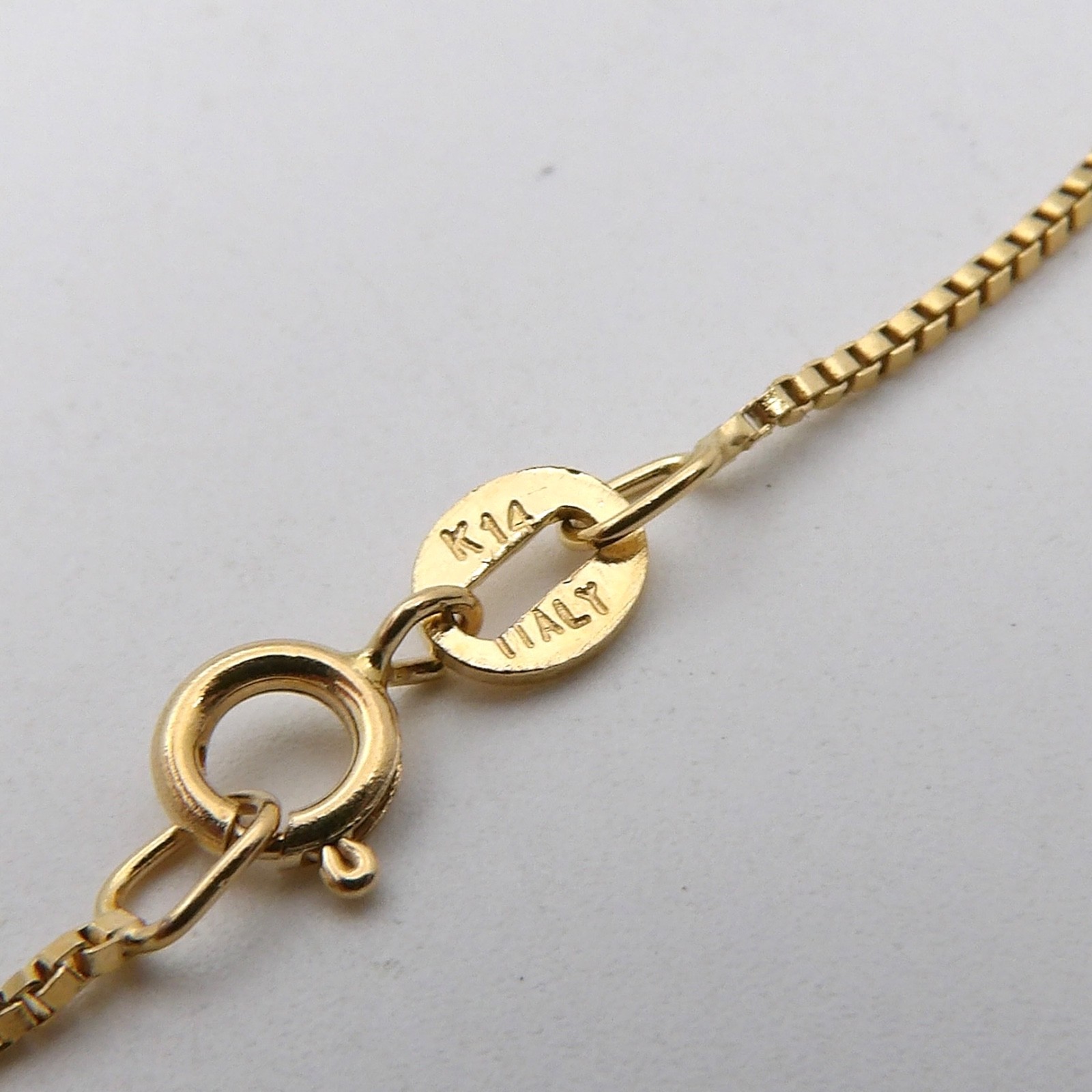 Solid 14k Gold Venetian Box Link Chain Necklace Italy 15in