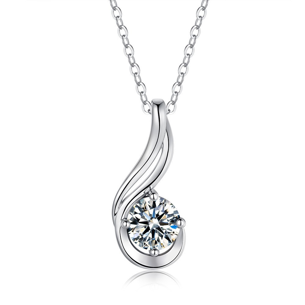 1Ct Lab Grown Diamond Solitaire Round Cut Delicate Women Pendant 925 Silver