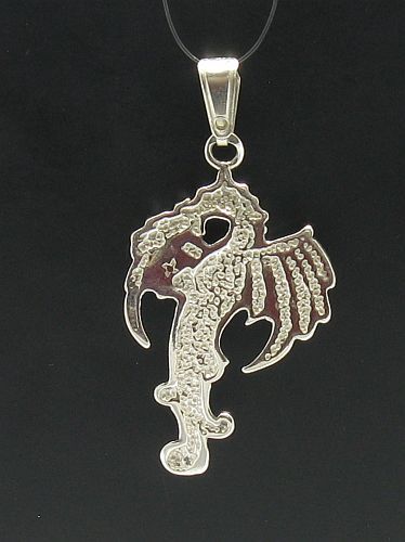 Handmade Sterling Silver Pendant Dragon Solid Hallmarked 925 Nickel Free