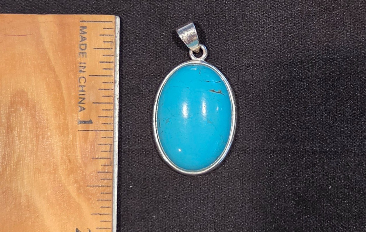 VTG CI Caspian International 925 Sterling Silver Genuine Turquoise Pendant QVC