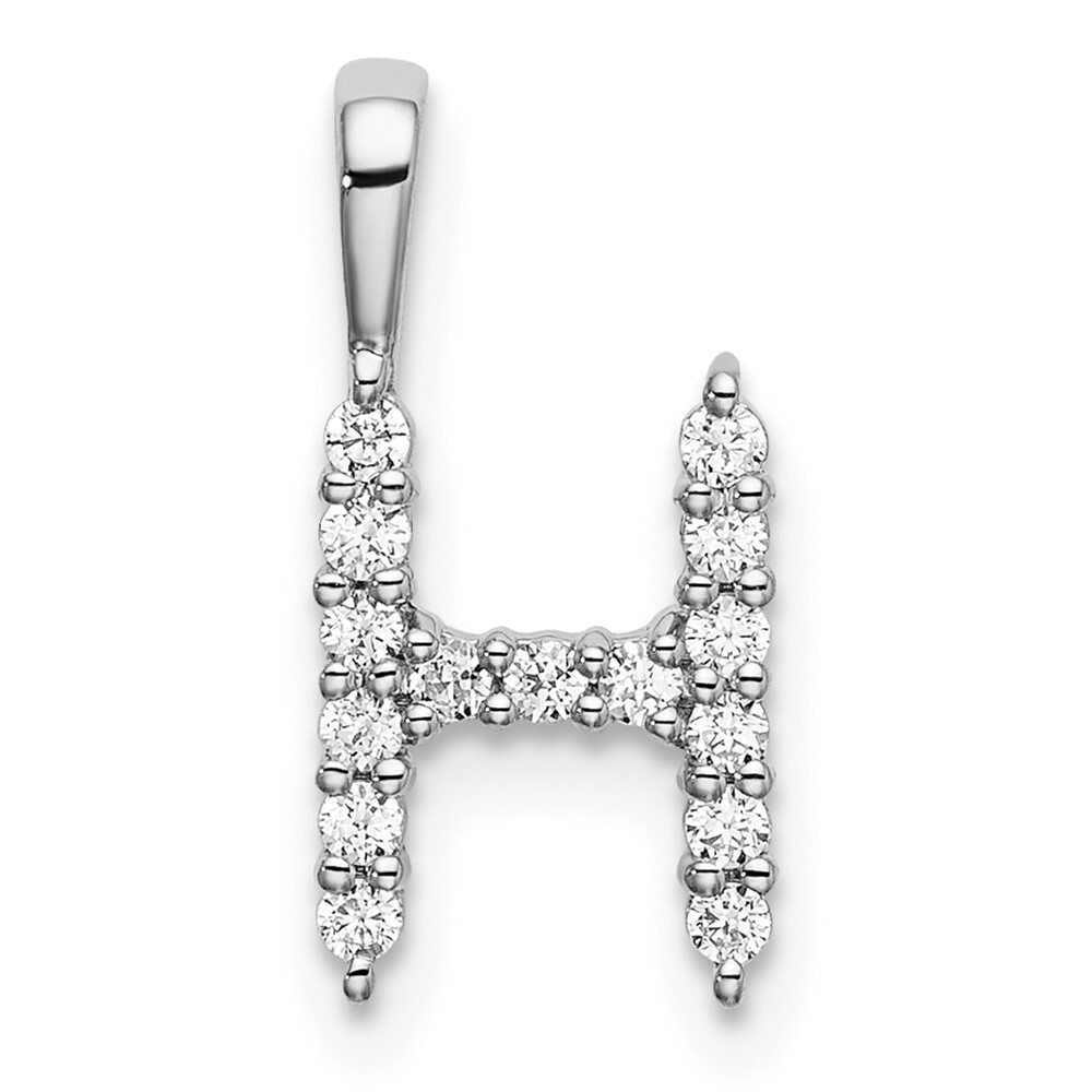14K White Gold Lab Grown VS/SI FGH Diamond Letter Hnitial Pendant