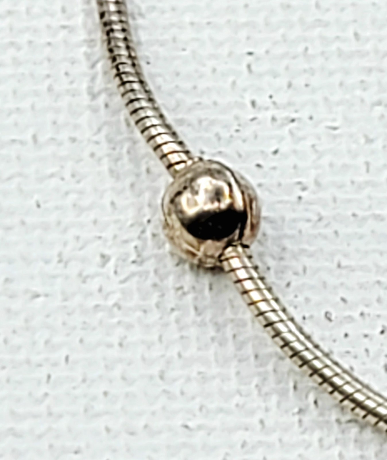 Sterling Silver Station Bead Necklace 18″ Snake Chain 7 925 Balls 3.9mm Italy