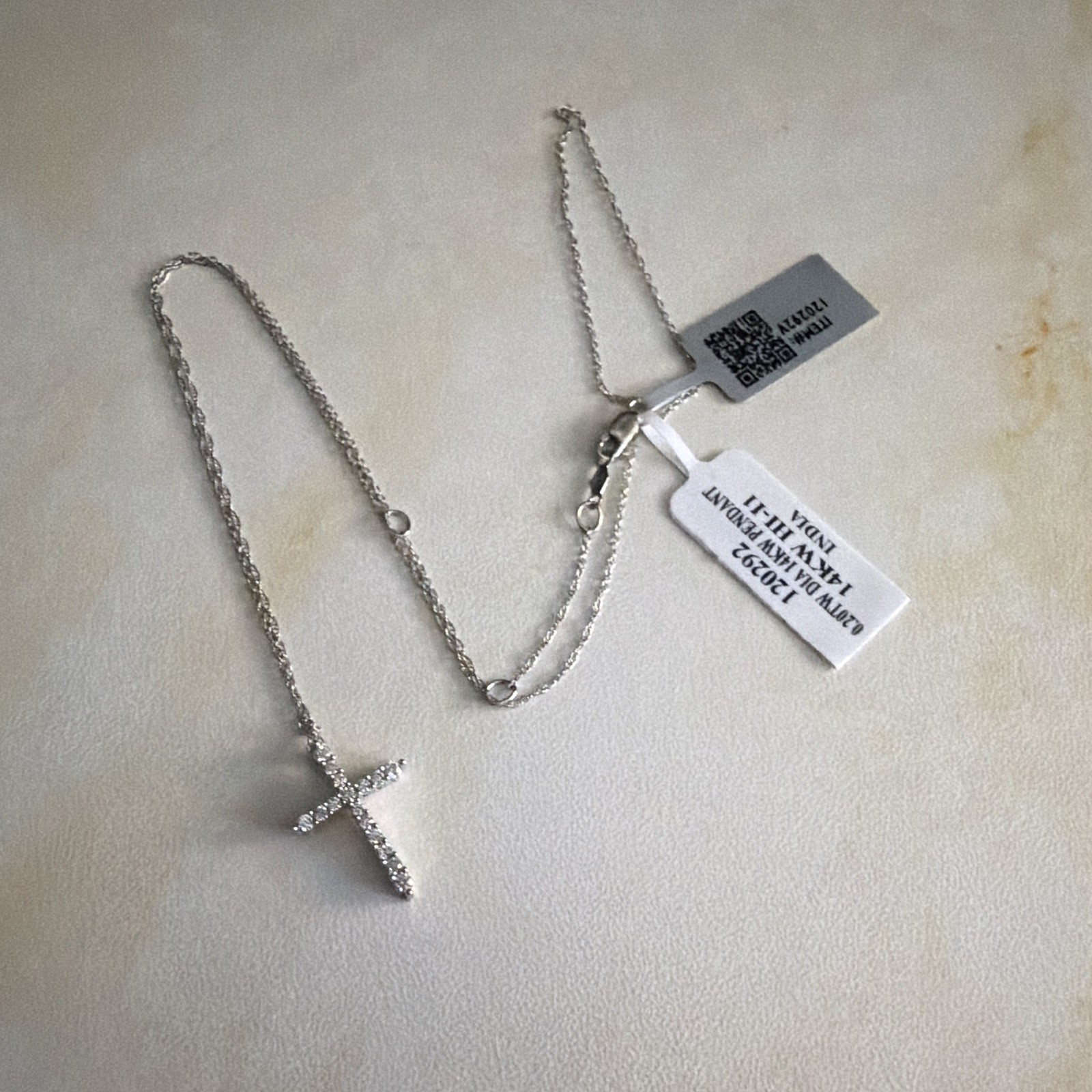 14K White Gold Diamond Cross Pendant Necklace 0.20 CTW H-I1 Pavé 120292