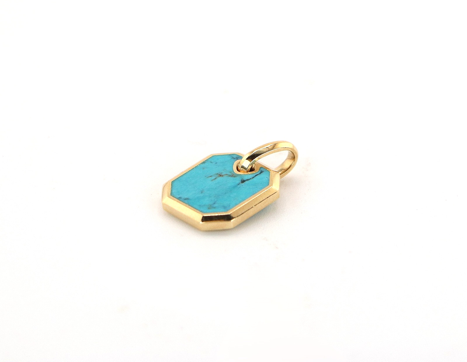 $1600 Men’s David Yurman 18k Yellow Gold Turquoise Octagonal 15mm Amulet Pendant