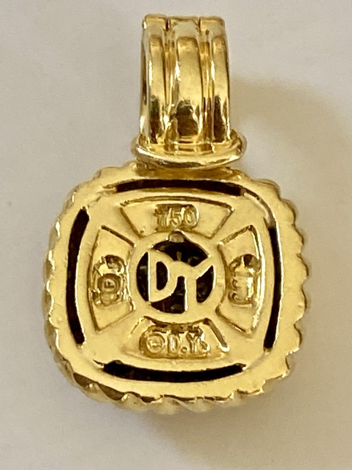 David Yurman Diamond Albion Pendant 18k Yellow Gold 3/4” 7.3g Vintage