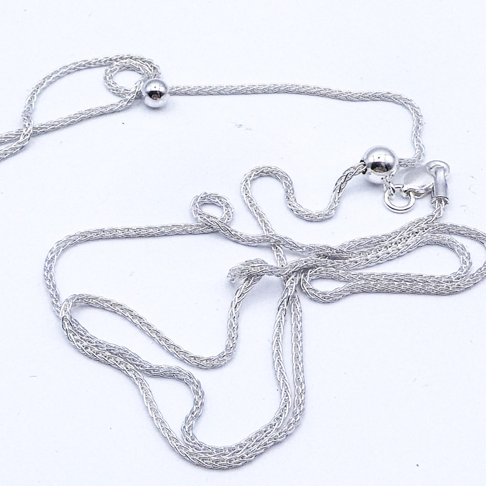 New Sterling Silver Italy Spiga Adjustable Chain Necklace 24″ Stackable 1.3 mm