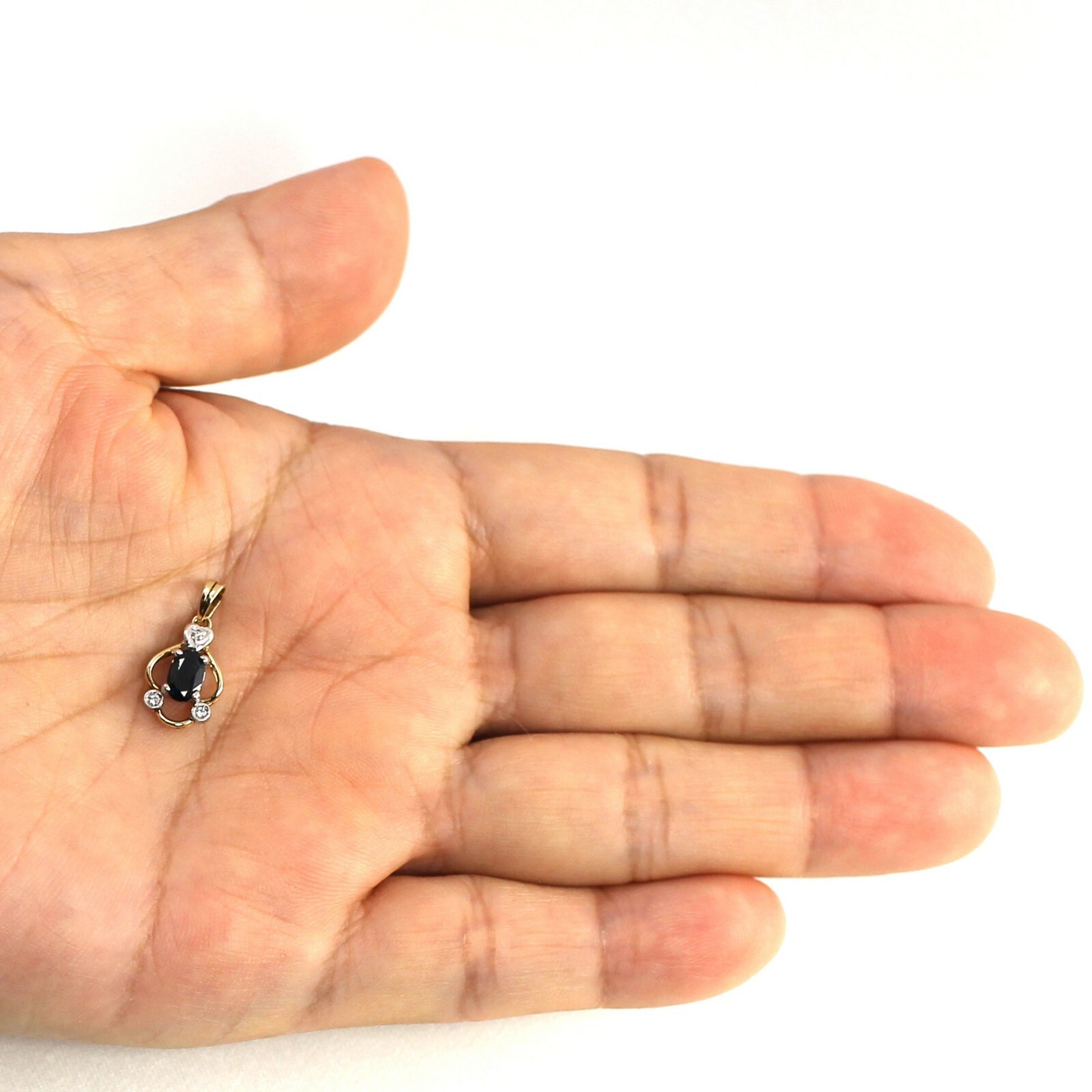 Genuine & Natural Blue Sapphire Diamonds Pendant In 14kt Yellow Solid Gold TPJ